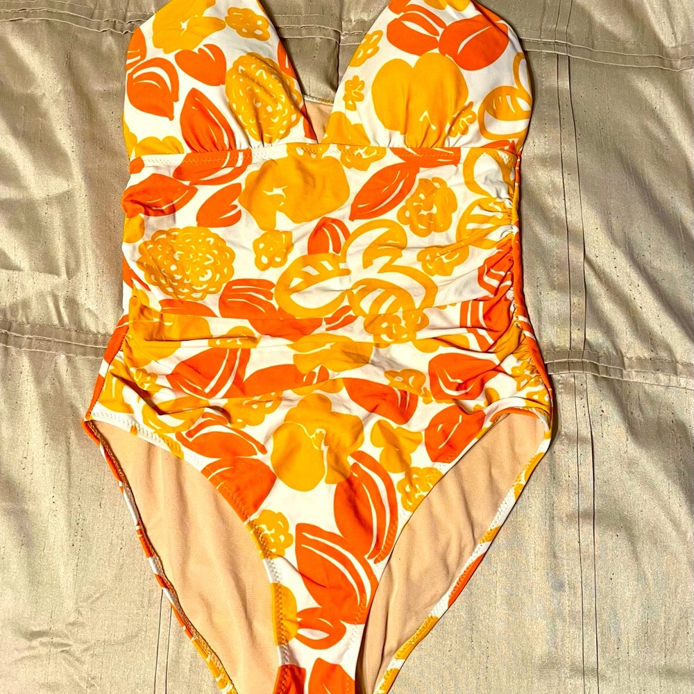 Orange and tangerine one piece bathing suit